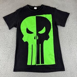 The Punisher Shirt Small Marvel Comics Green Mad Engine Green Short‎ Sleeve Y2K